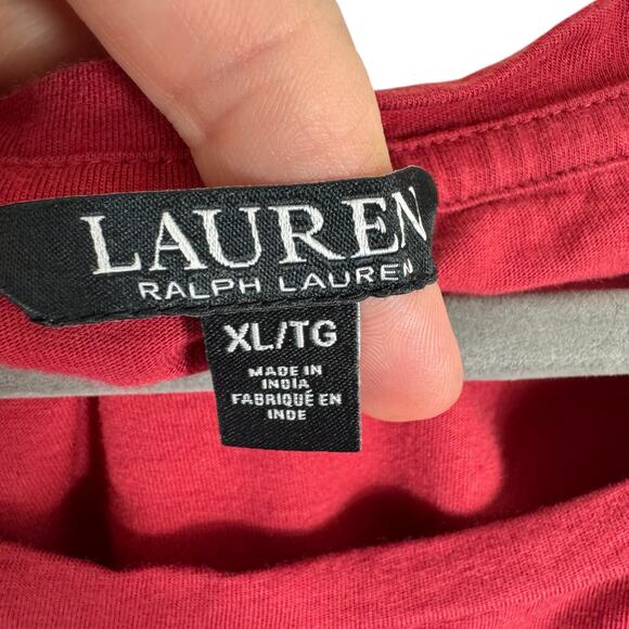 Lauren Ralph Lauren Red Short Sleeve Embroidered Cotton Modal T-Shirt Size XL - Picture 5 of 7